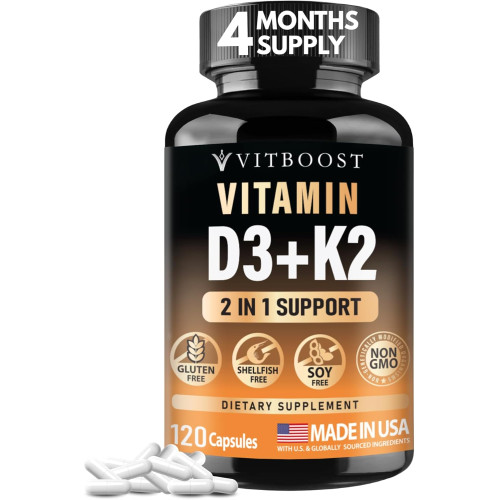 Вітамін VITBOOST Vitamin D3 K2 Complex D3 5000 МО + K2 MK-7 90 мкг, 120 капсул