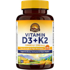 Вітамін Vitalitown Vitamin D3 K2 D3 10000 МО + K2 MK-7 200 мкг, 90 капсул